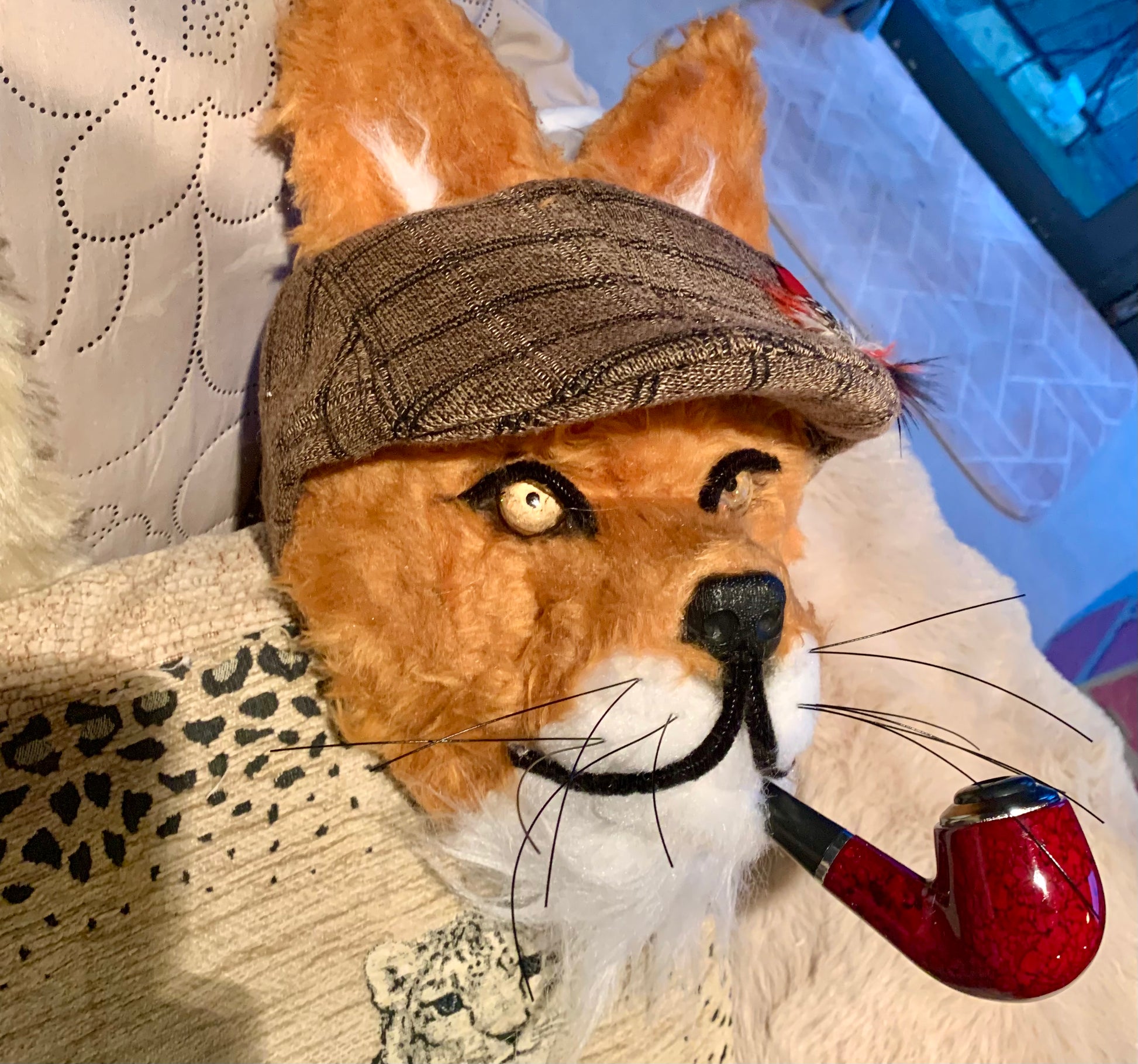 Mr Fox Handmade Chap with pipe and flat cap