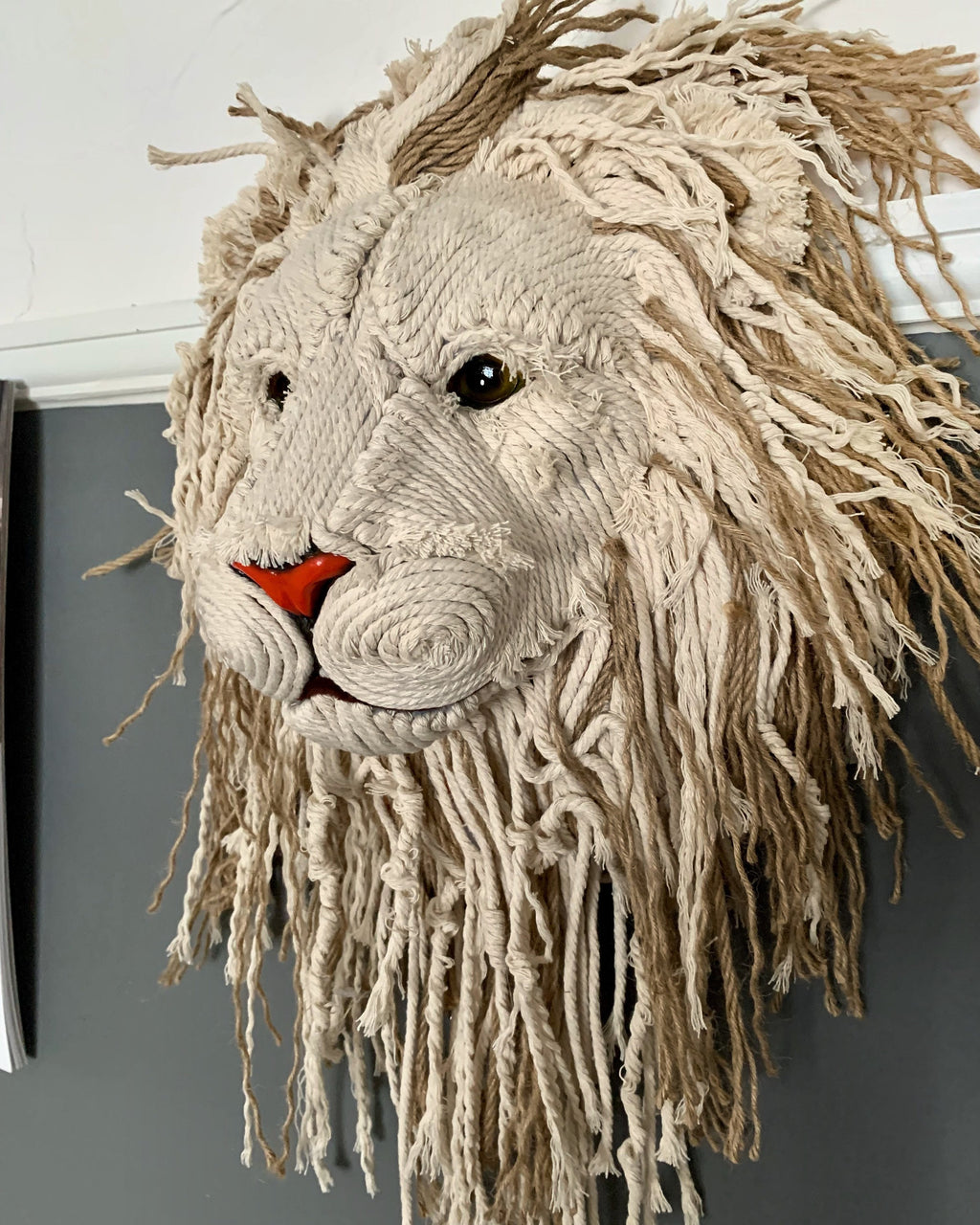 Lion head beautifully handmade wall art animal head unique unusual gift jungle baby nursery