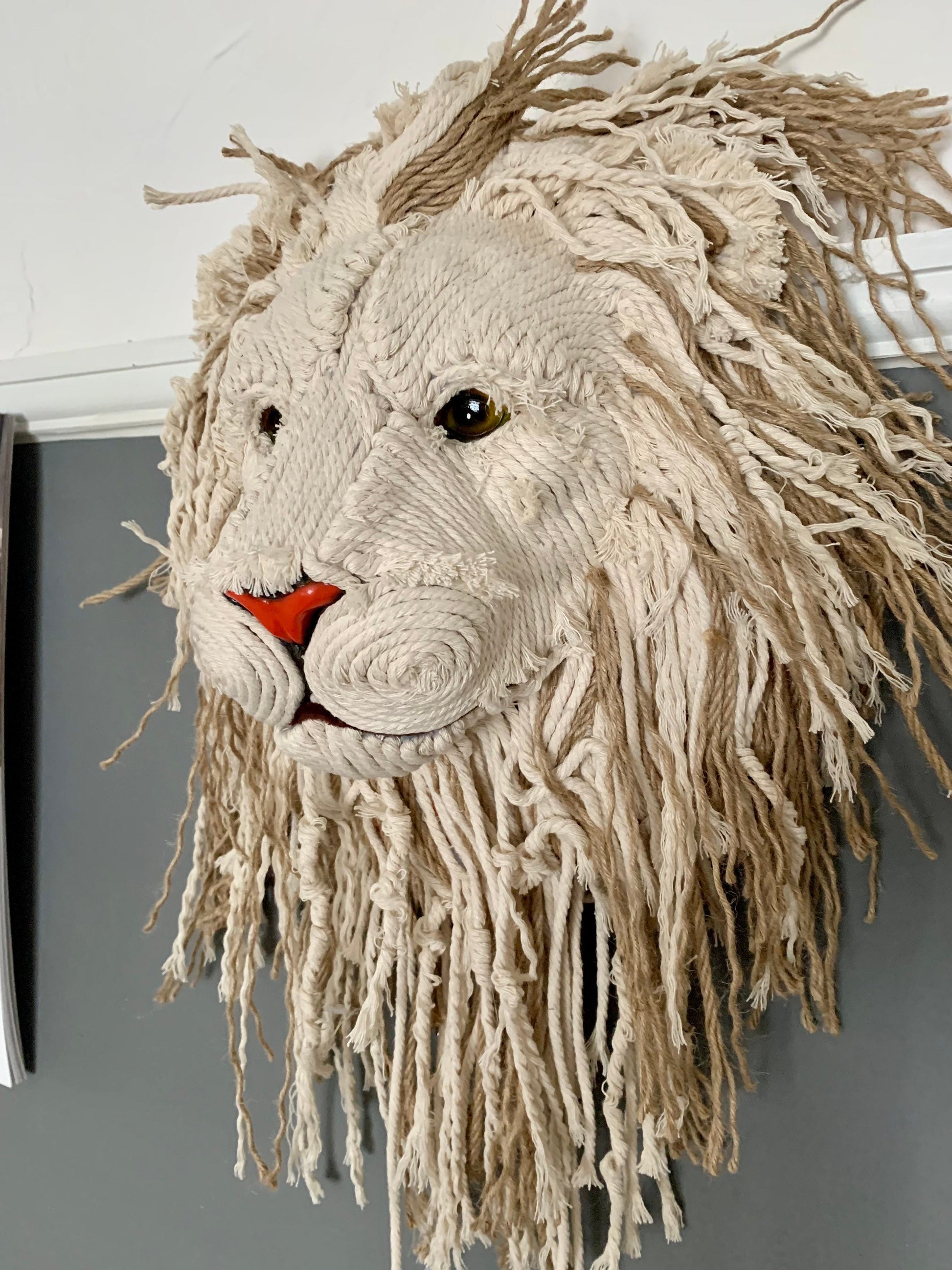 Lion head beautifully handmade wall art animal head unique unusual gift jungle baby nursery
