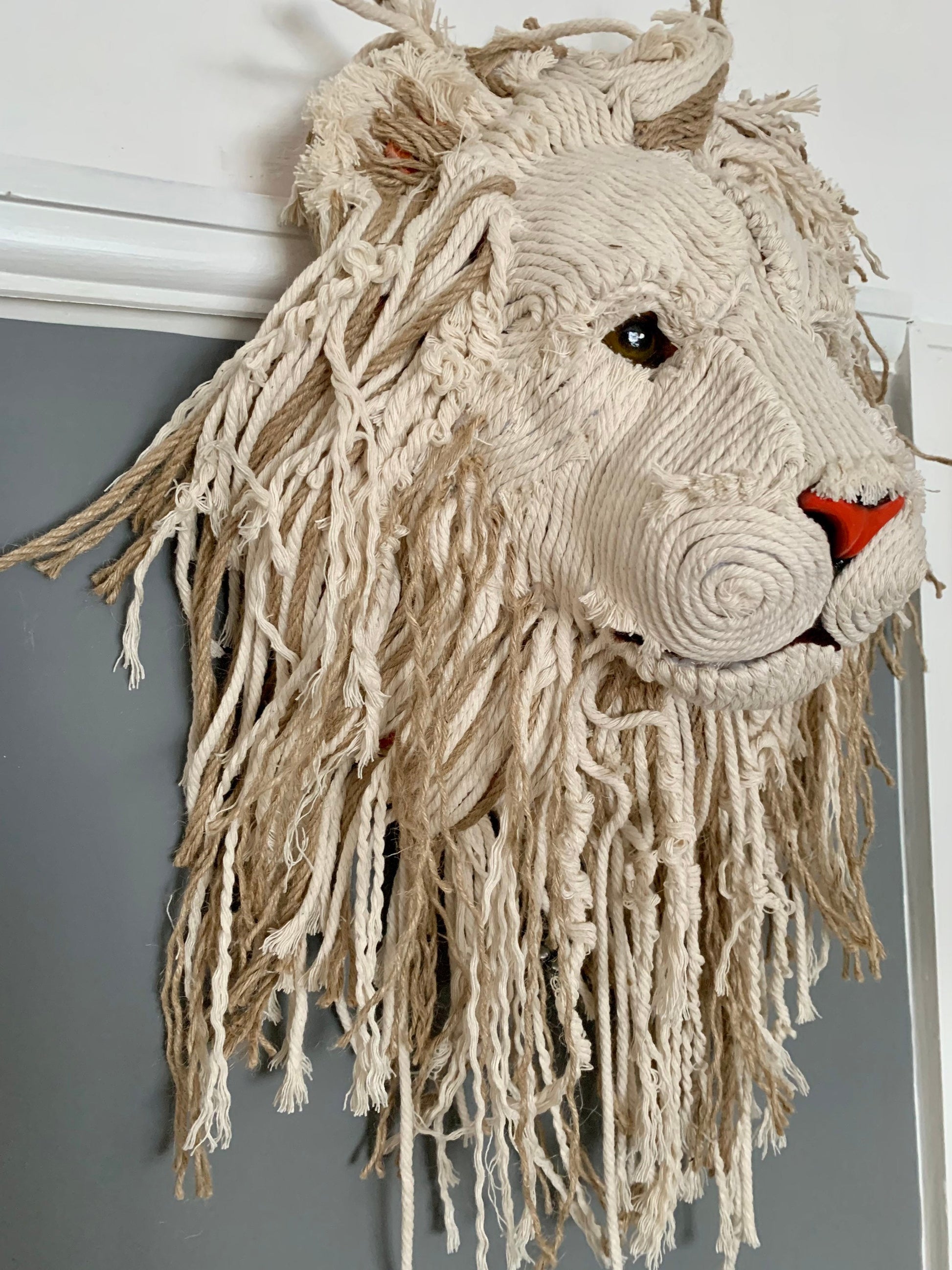 Lion head beautifully handmade wall art animal head unique unusual gift jungle baby nursery