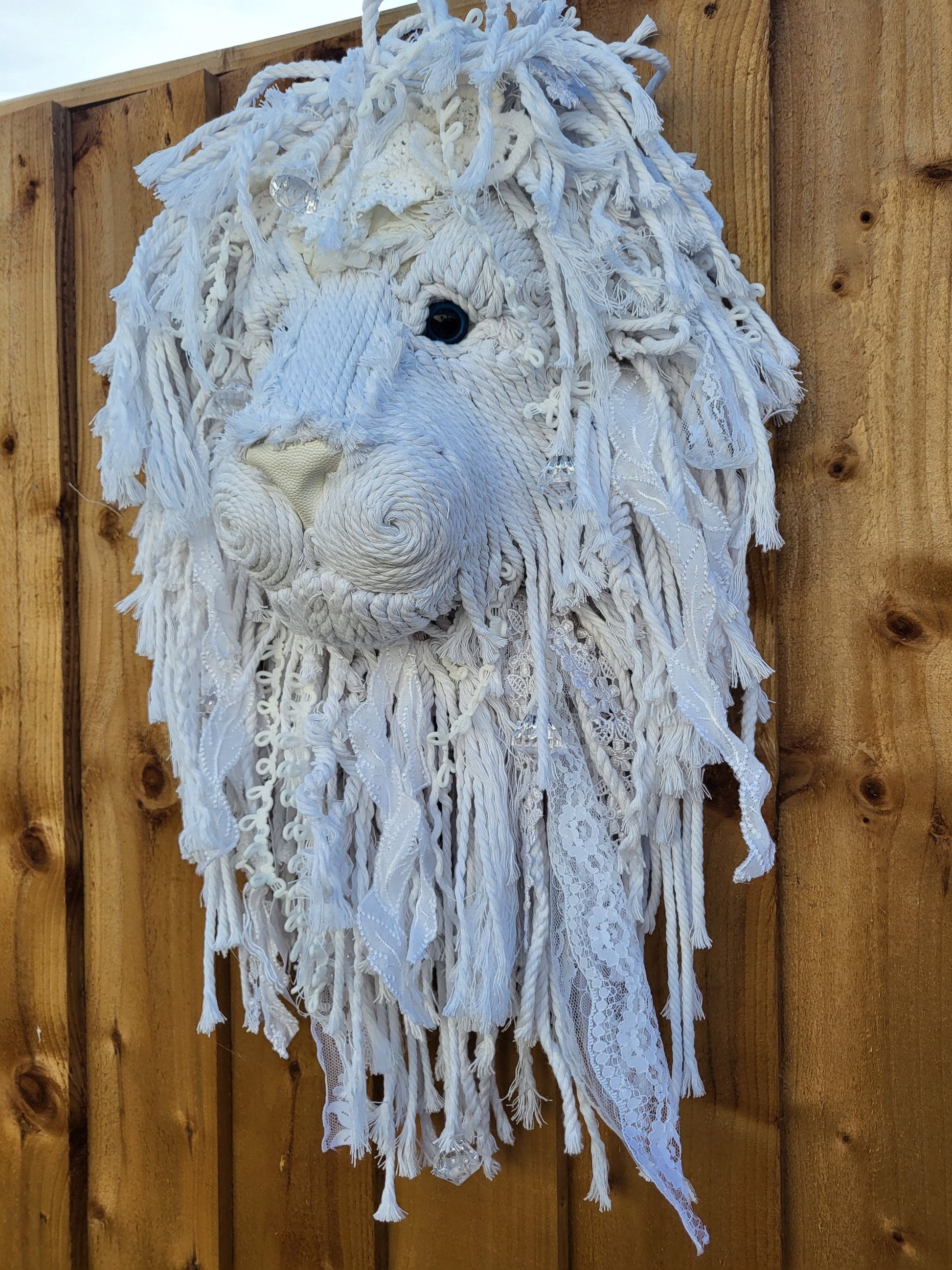 White Lion wall art light weight lace and crystal  Nursery baby sparkling