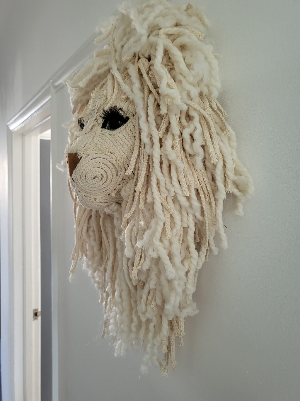 Lion head very sweet Russian lashes  wall hanging macrame, wool gift kids room nursery