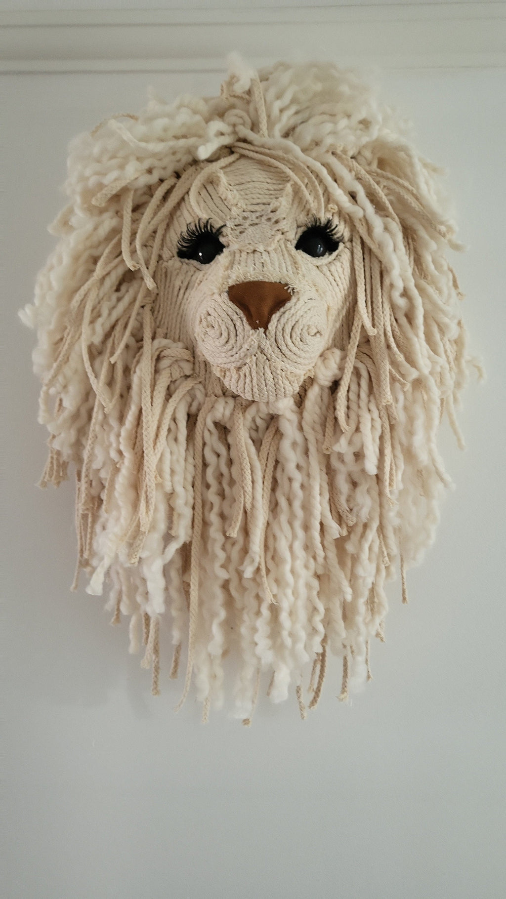 Lion head very sweet Russian lashes  wall hanging macrame, wool gift kids room nursery