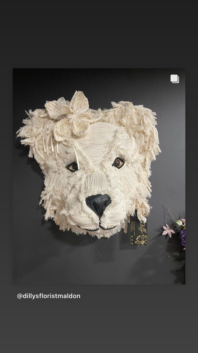 Teddy Large handmade Bear macrame flower cute Teddy gift kids bedroom