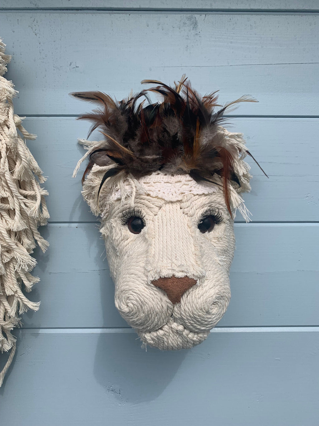 Macrame Lion and Lioness heads beautifully handmade wall art animal head animal gift jungle baby nursury