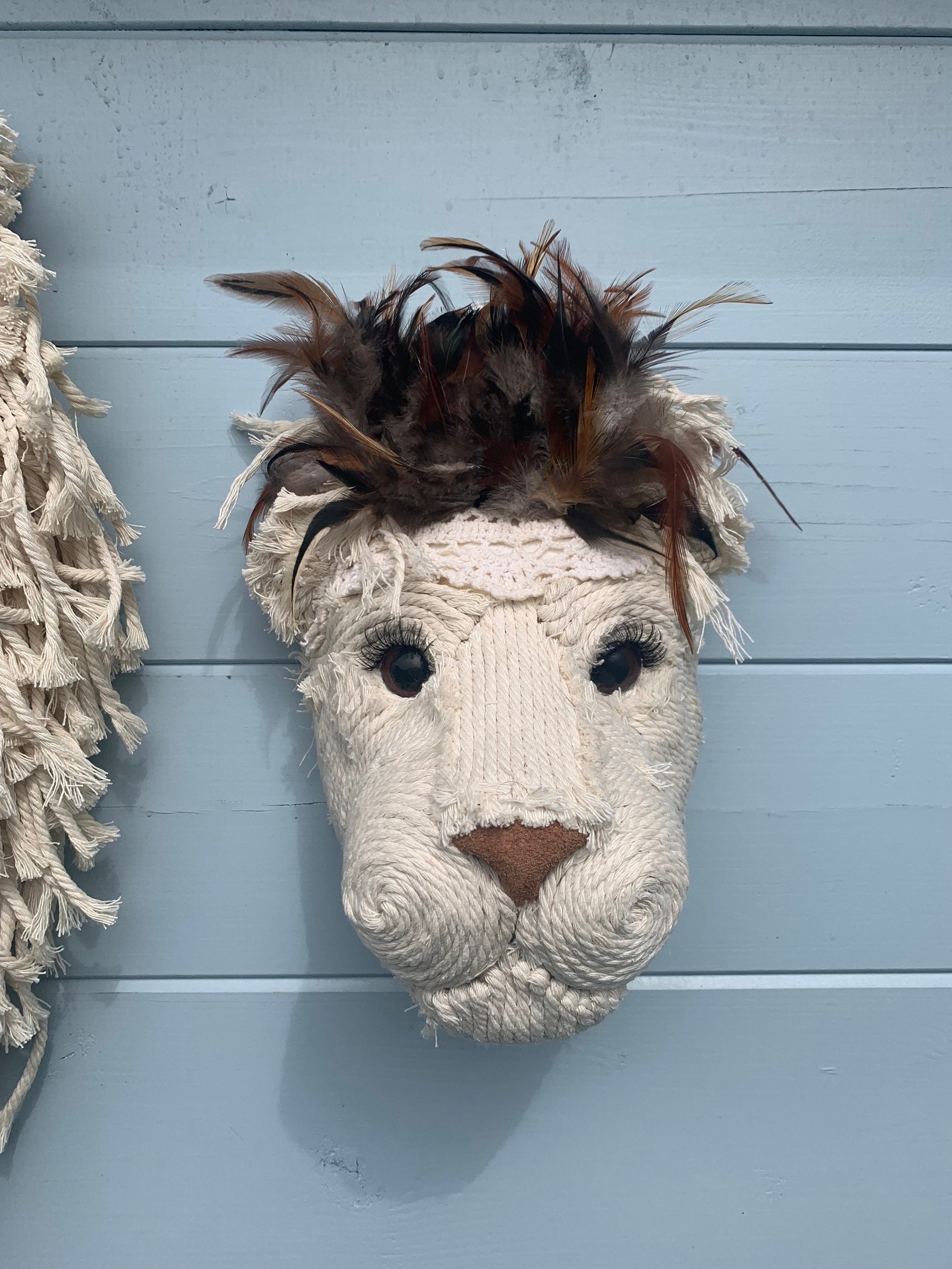 Macrame Lion and Lioness heads beautifully handmade wall art animal head animal gift jungle baby nursury