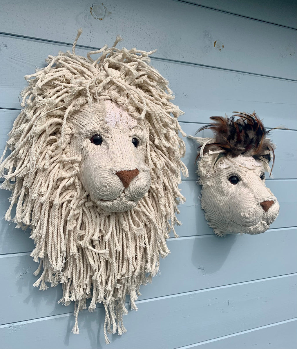 Macrame Lioness head beautifully handmade wall art animal head taxidermy baby nursery gift