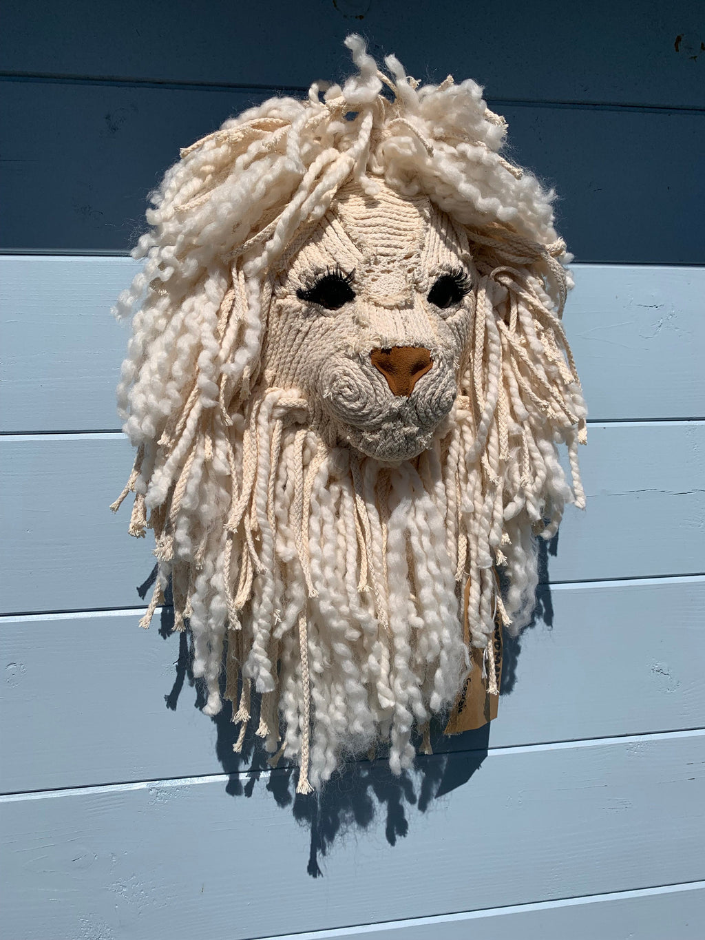 Lion head very sweet Russian lashes  wall hanging macrame, wool gift kids room nursery