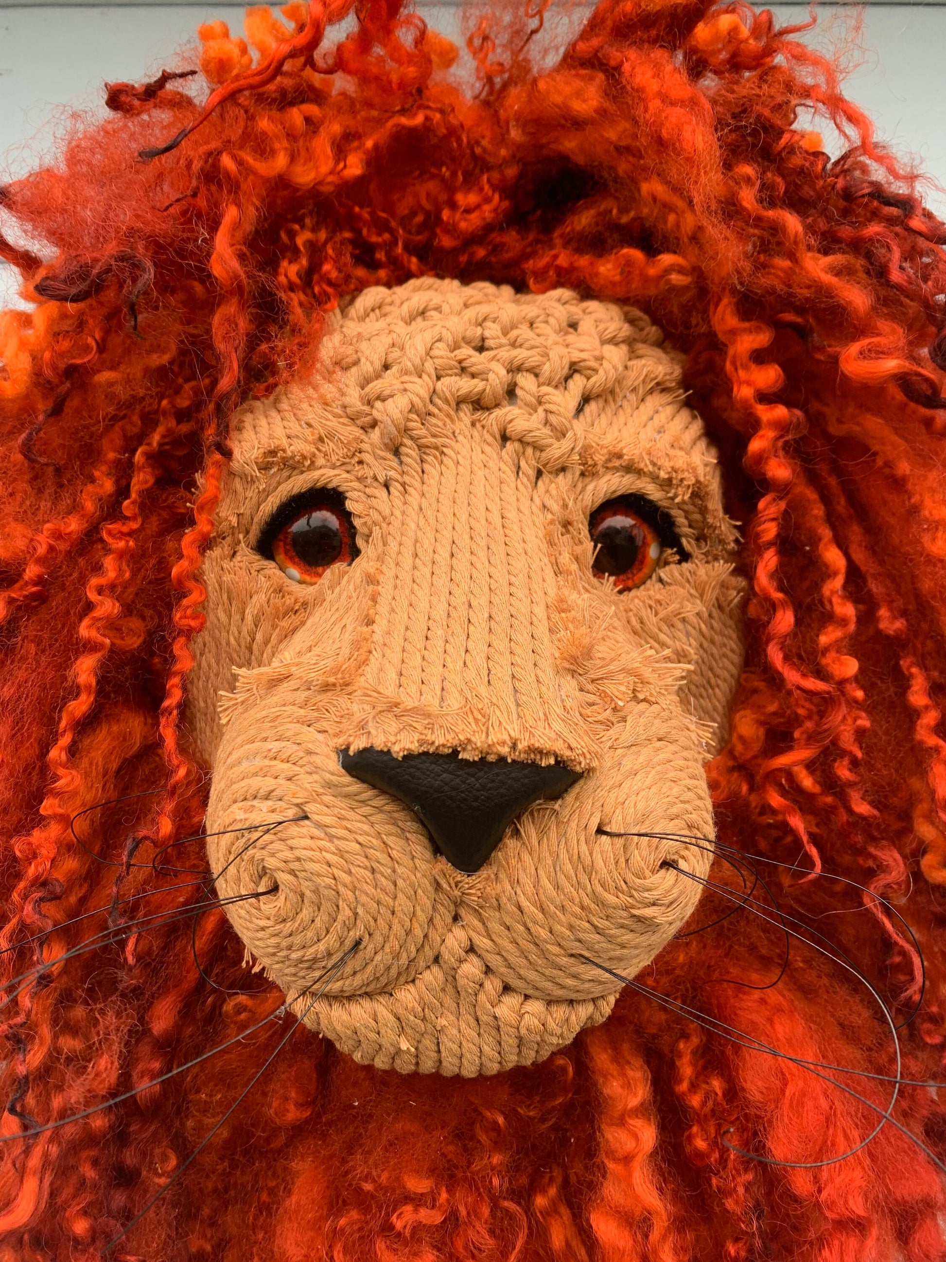 Lion head Simba from the lion king   Look at that Face & Eyes !!! One of a kind real sheep fur macrame face birthday kids room