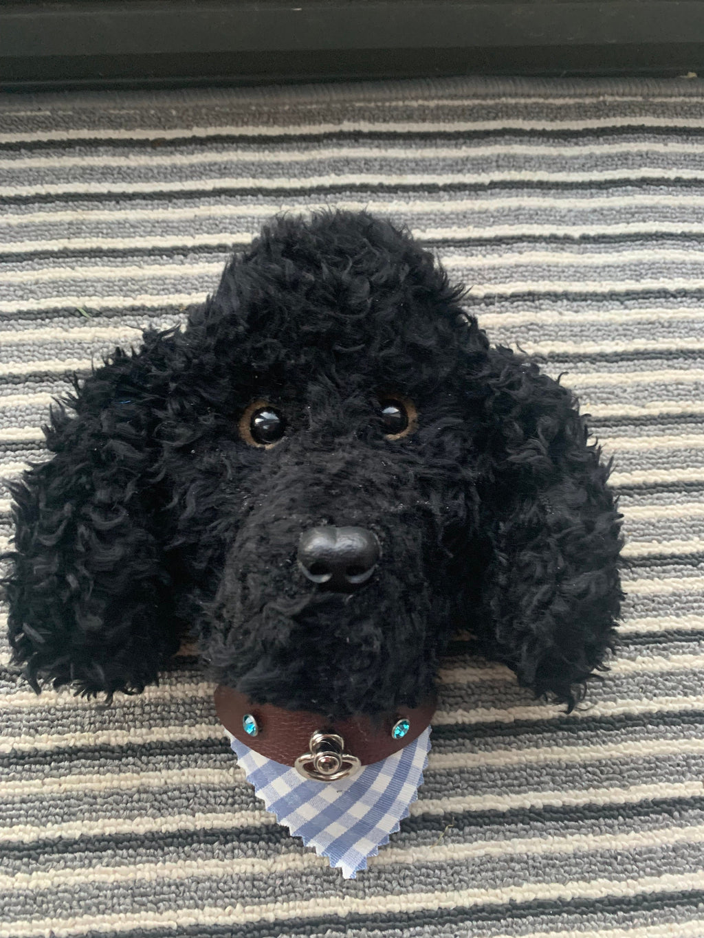 Black Poodle super cute handmade head portrait 8”  super gift for poodle lover  comes gift boxed dog lover unique and well made