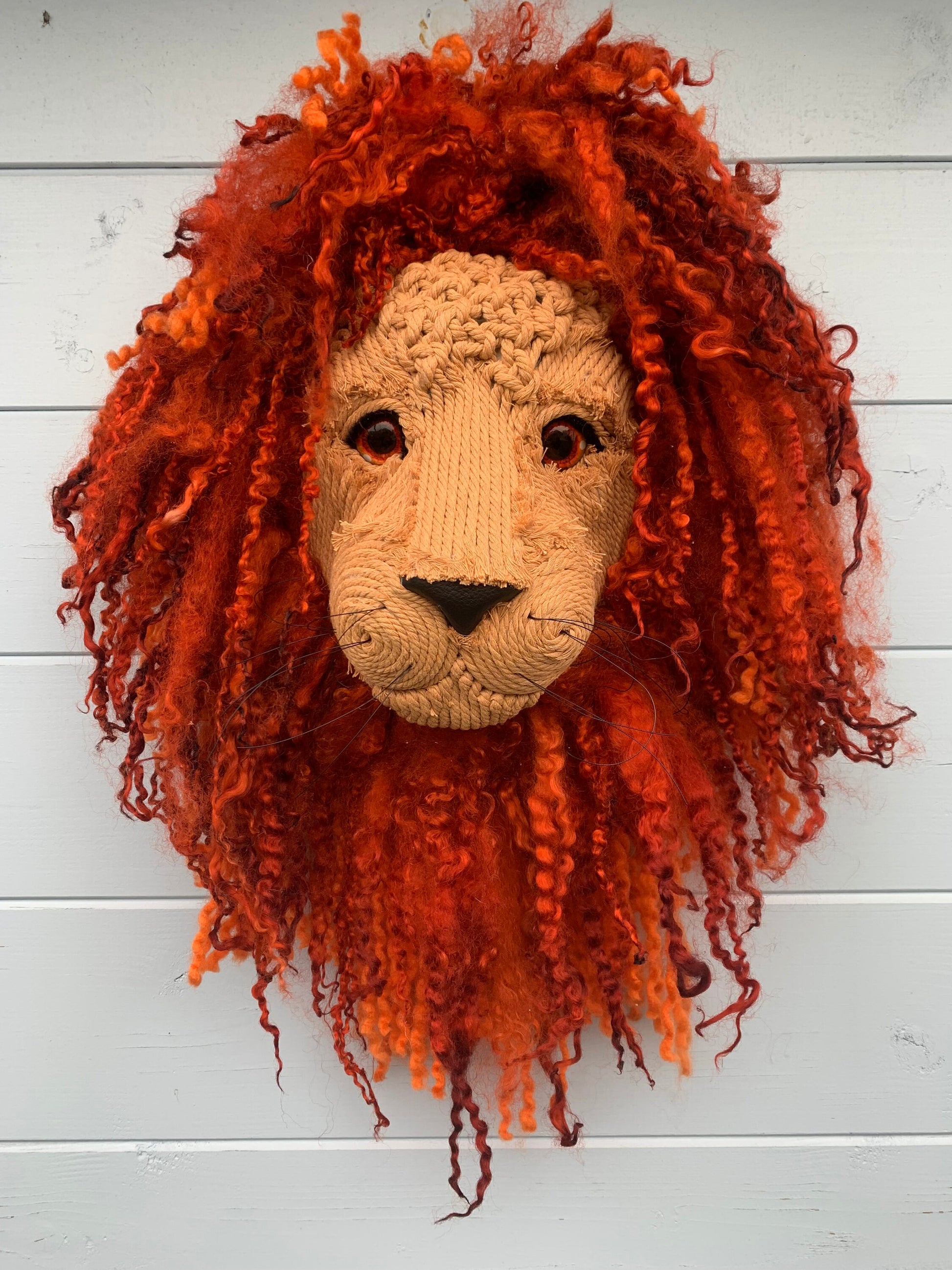 Lion head Simba from the lion king   Look at that Face & Eyes !!! One of a kind real sheep fur macrame face birthday kids room