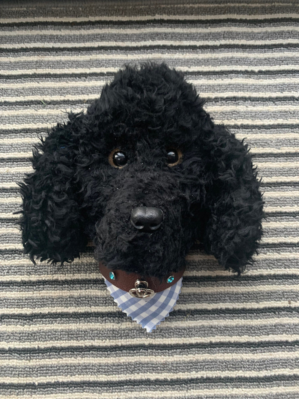 Black Poodle super cute handmade head portrait 8”  super gift for poodle lover  comes gift boxed dog lover unique and well made