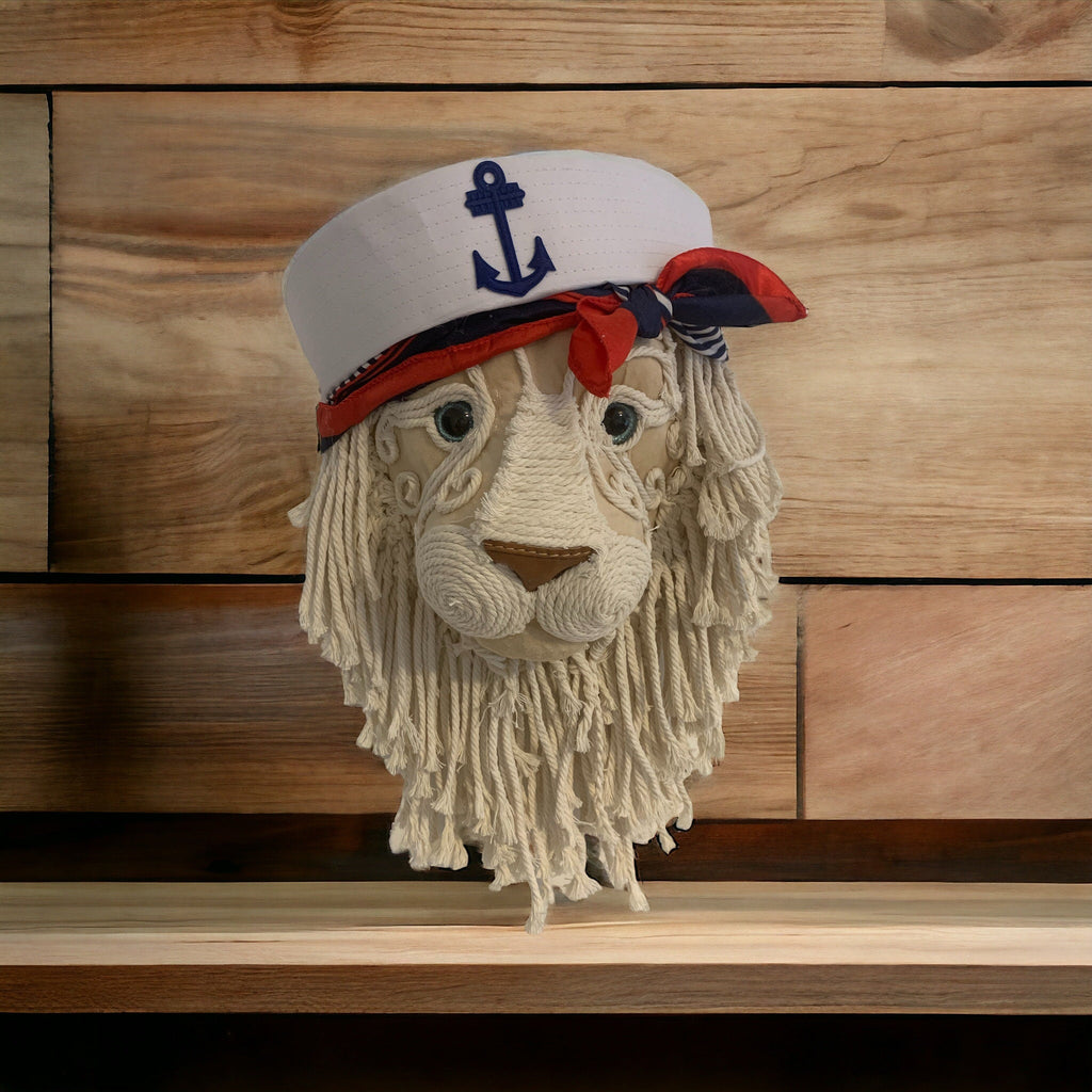 Sailor Sam Lion head Nautical handmade animal head Great Gift wall Picture Faux  taxidermy