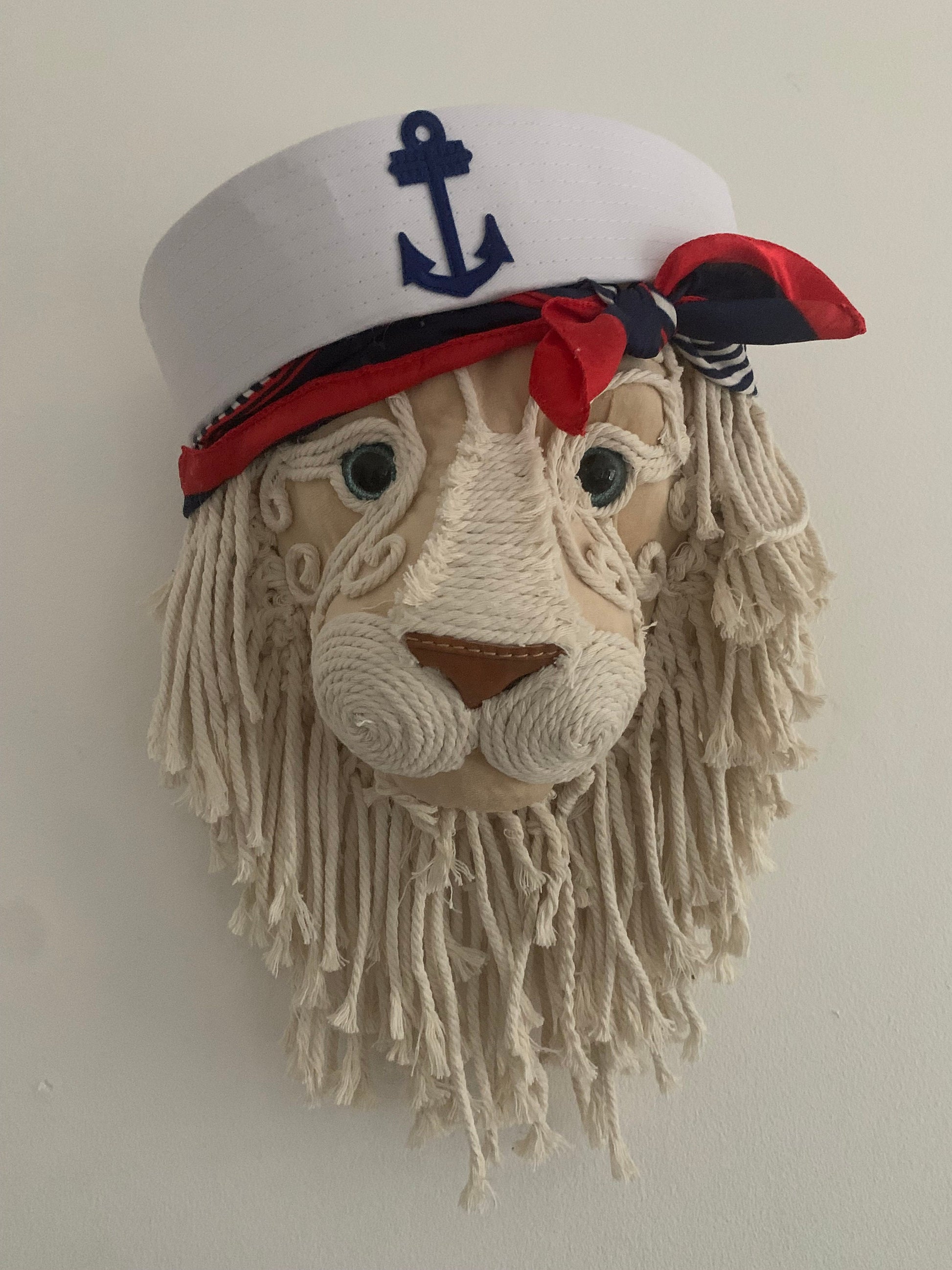 Sailor Sam Lion head Nautical handmade animal head Great Gift wall Picture Faux  taxidermy