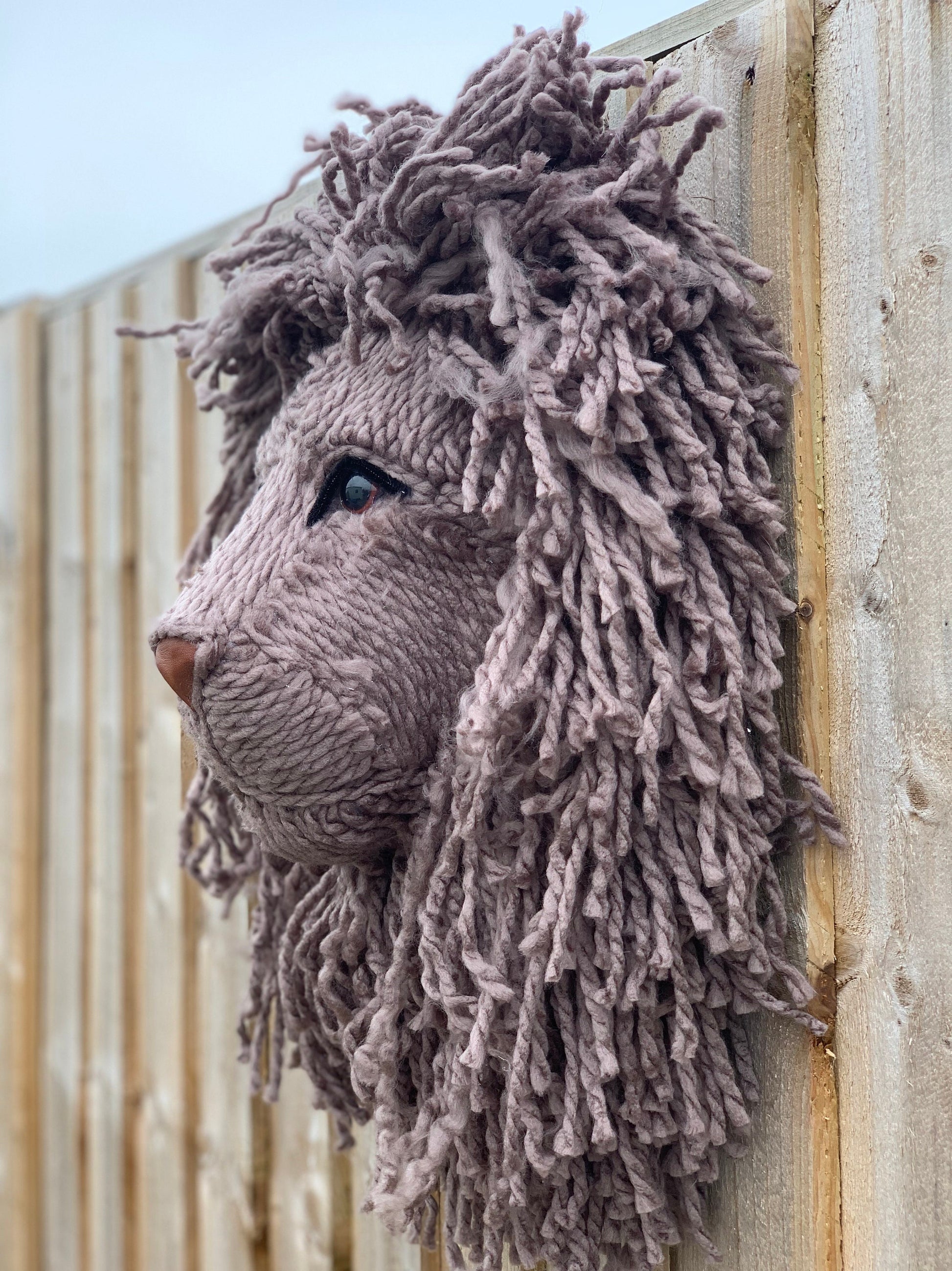 Lion Big Woolley Lion head Handmade with tweed colour wool striking on any wall