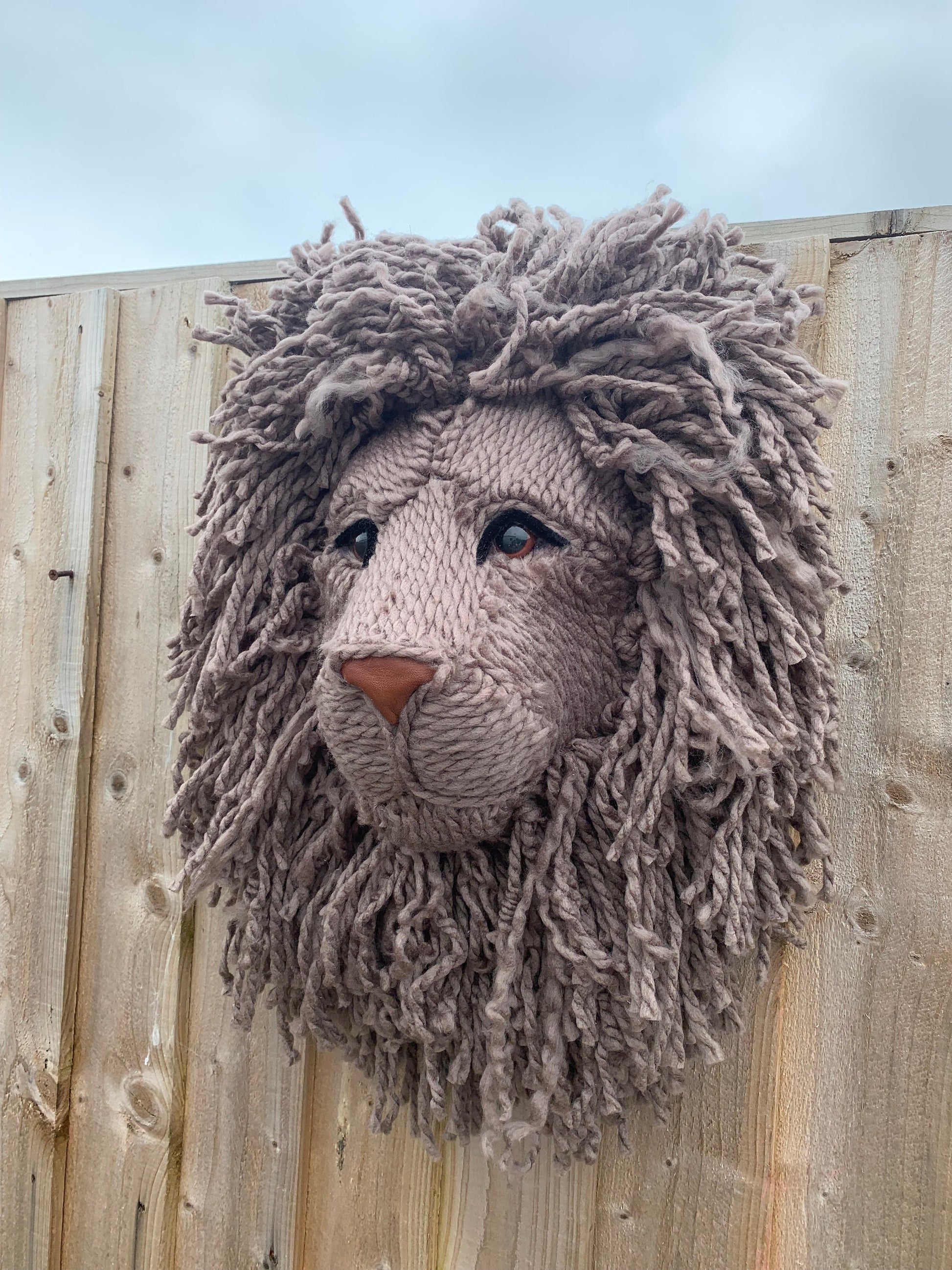 Lion Big Woolley Lion head Handmade with tweed colour wool striking on any wall