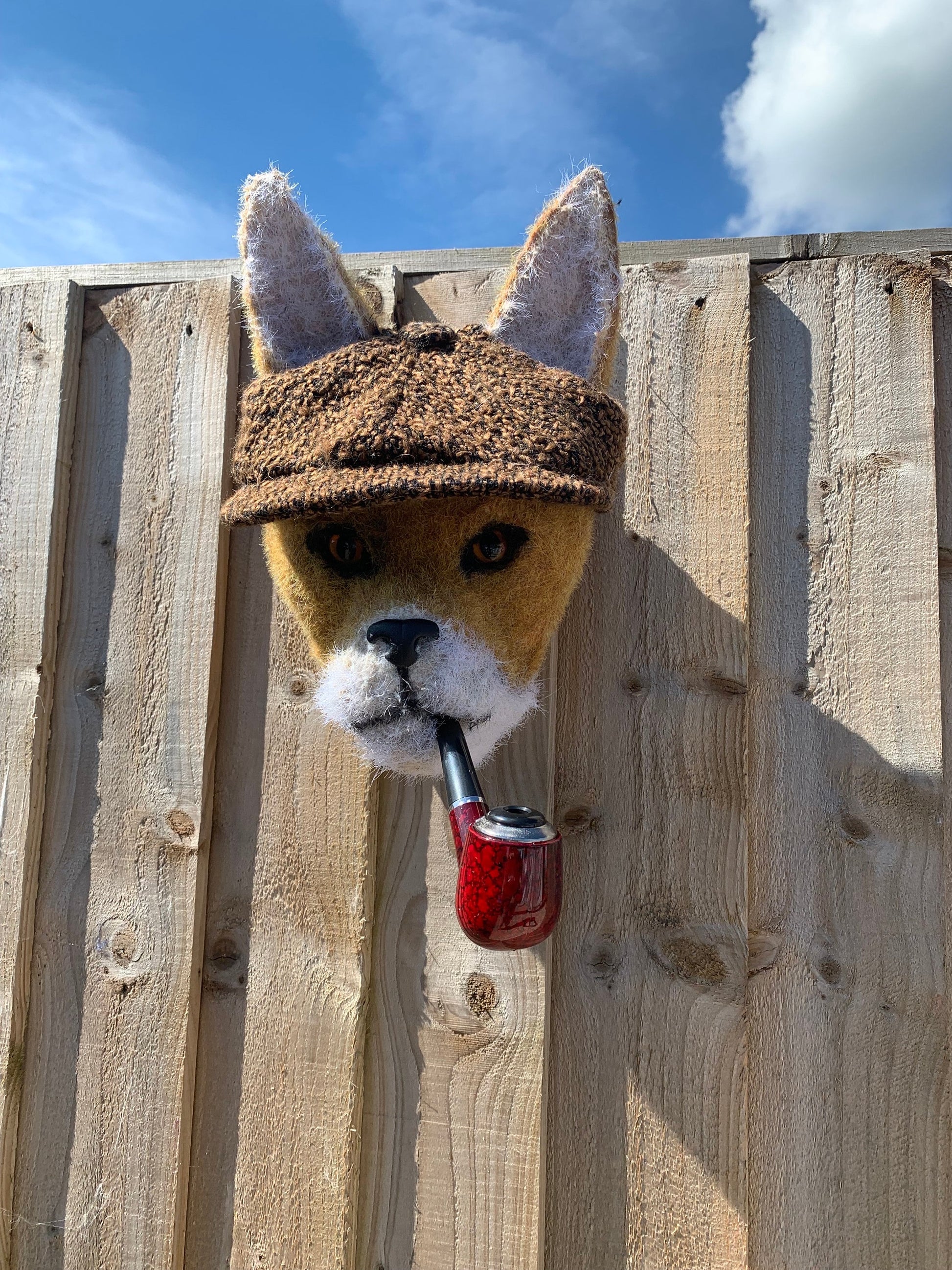 Mr Fox Cunning little chap Handmade faux taxidermy kids room man cave stuffed animal plaque with flat cap and pipe