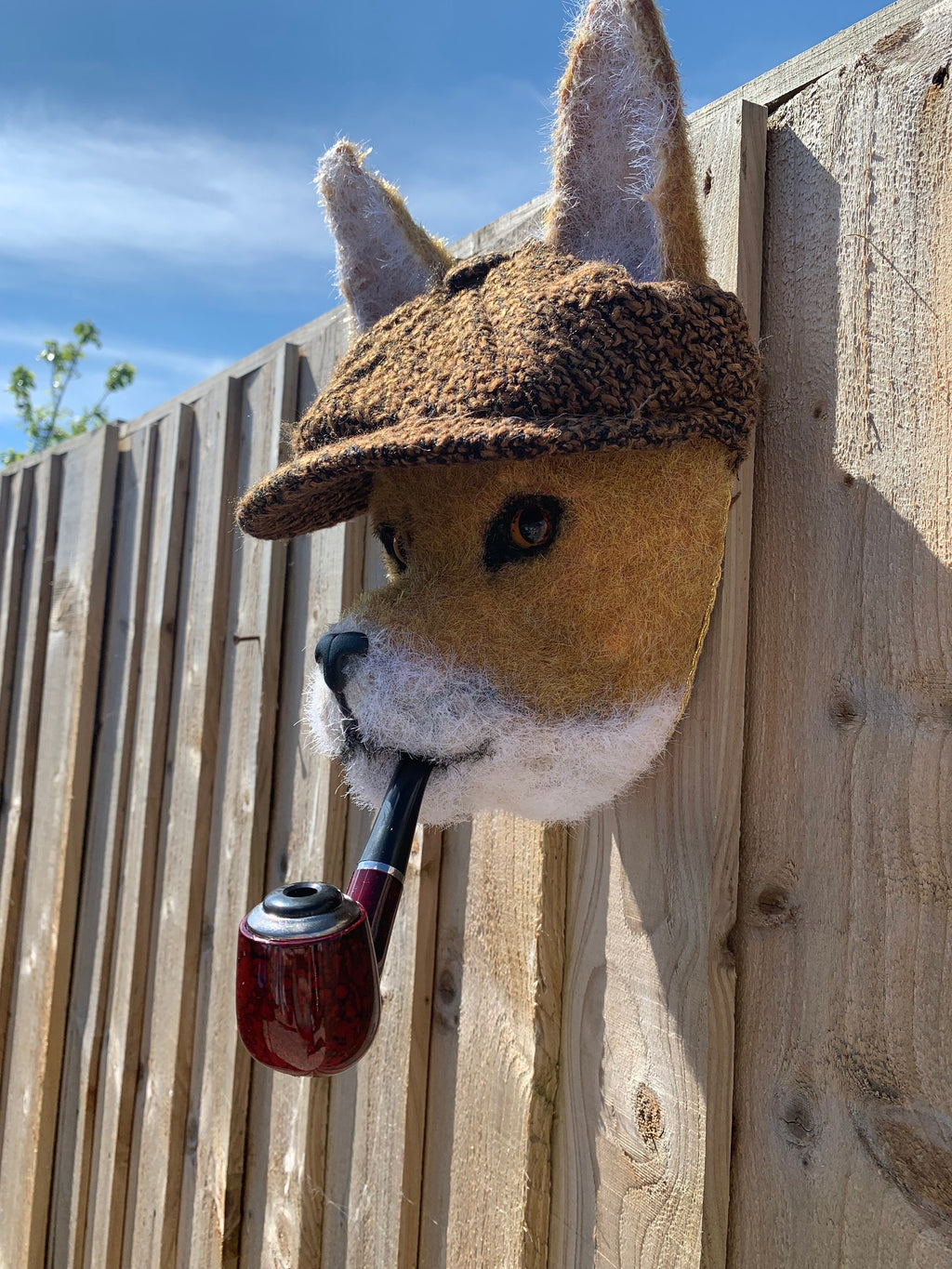 Mr Fox Cunning little chap Handmade faux taxidermy kids room man cave stuffed animal plaque with flat cap and pipe