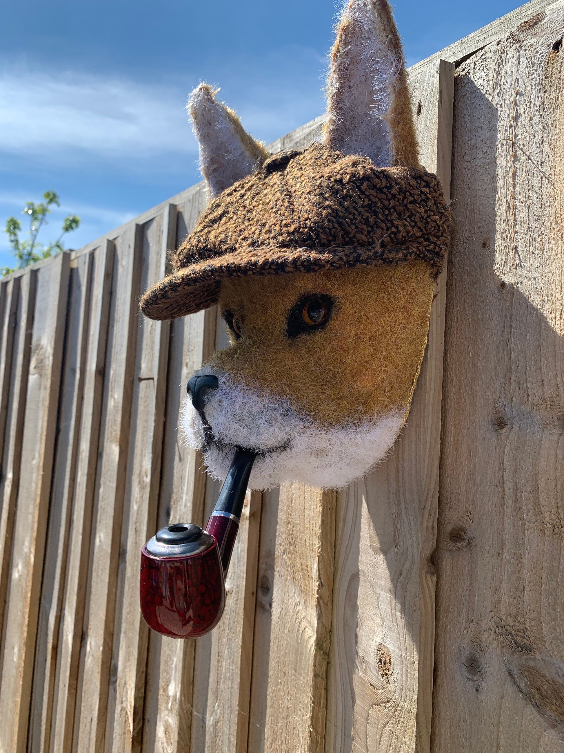 Mr Fox Cunning little chap Handmade faux taxidermy kids room man cave stuffed animal plaque with flat cap and pipe
