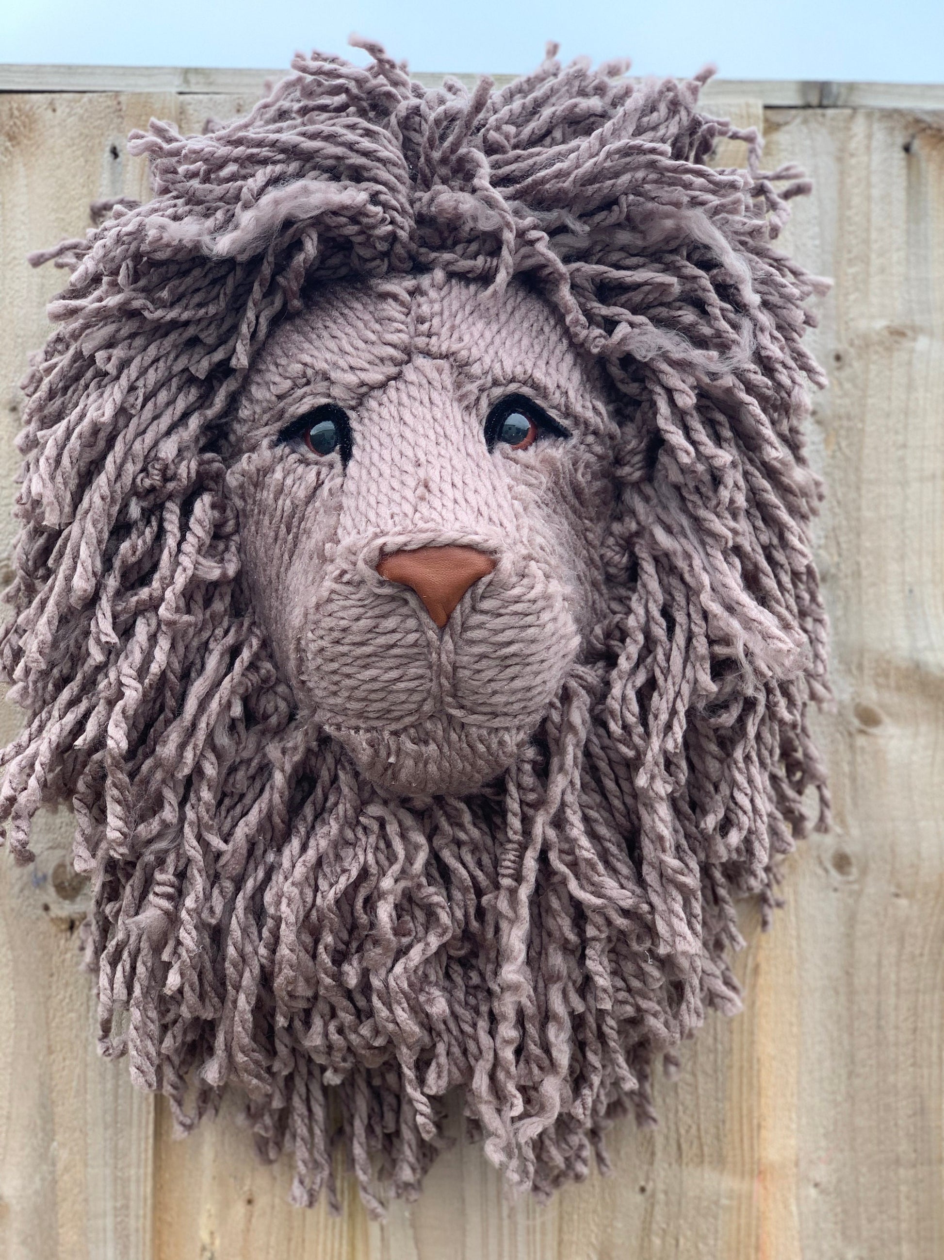 Lion Big Woolley Lion head Handmade with tweed colour wool striking on any wall