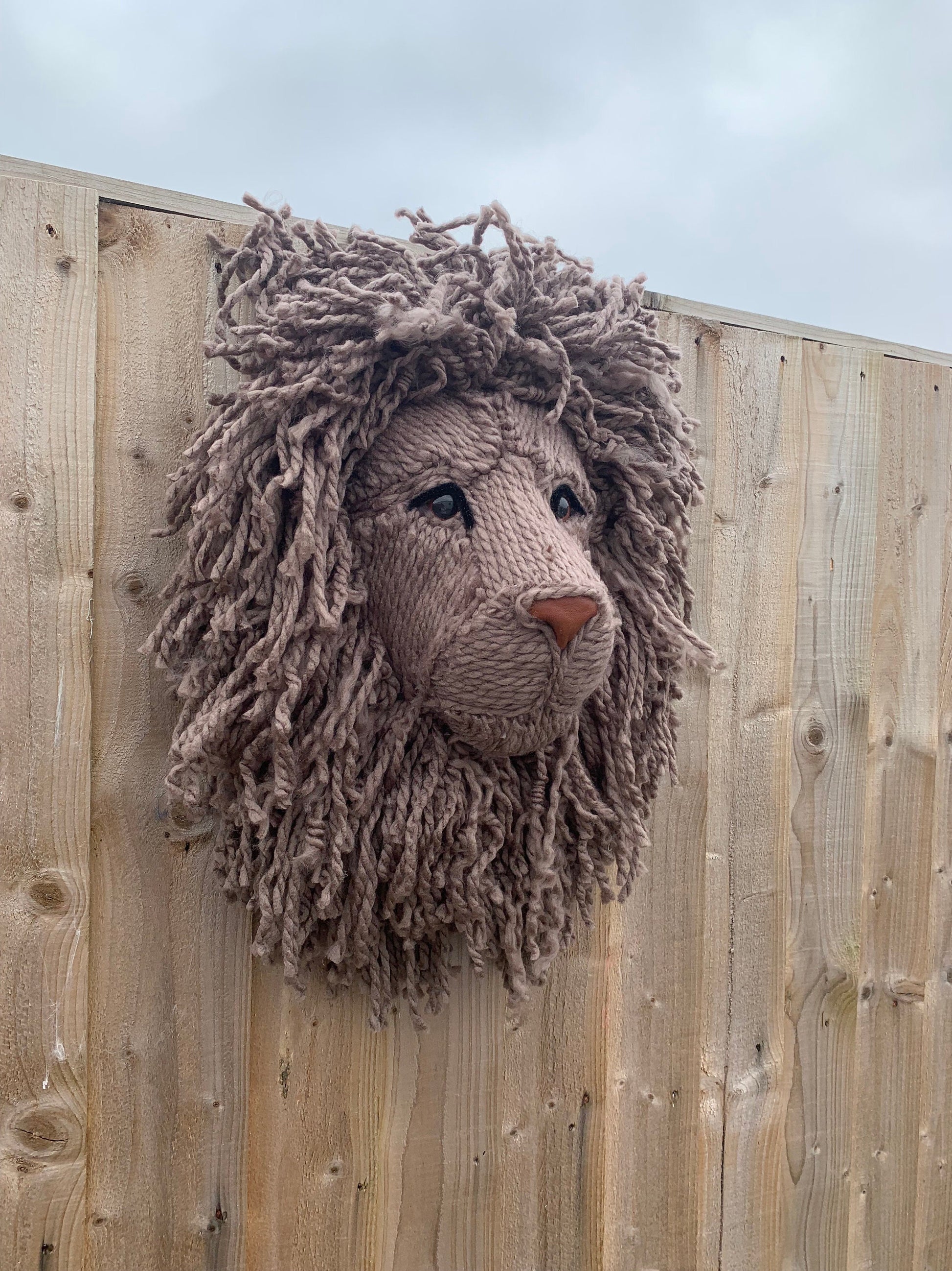 Lion Big Woolley Lion head Handmade with tweed colour wool striking on any wall