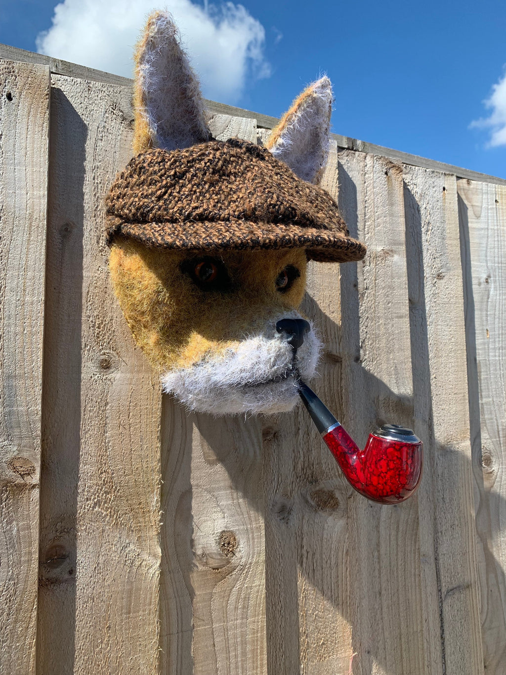 Mr Fox Cunning little chap Handmade faux taxidermy kids room man cave stuffed animal plaque with flat cap and pipe