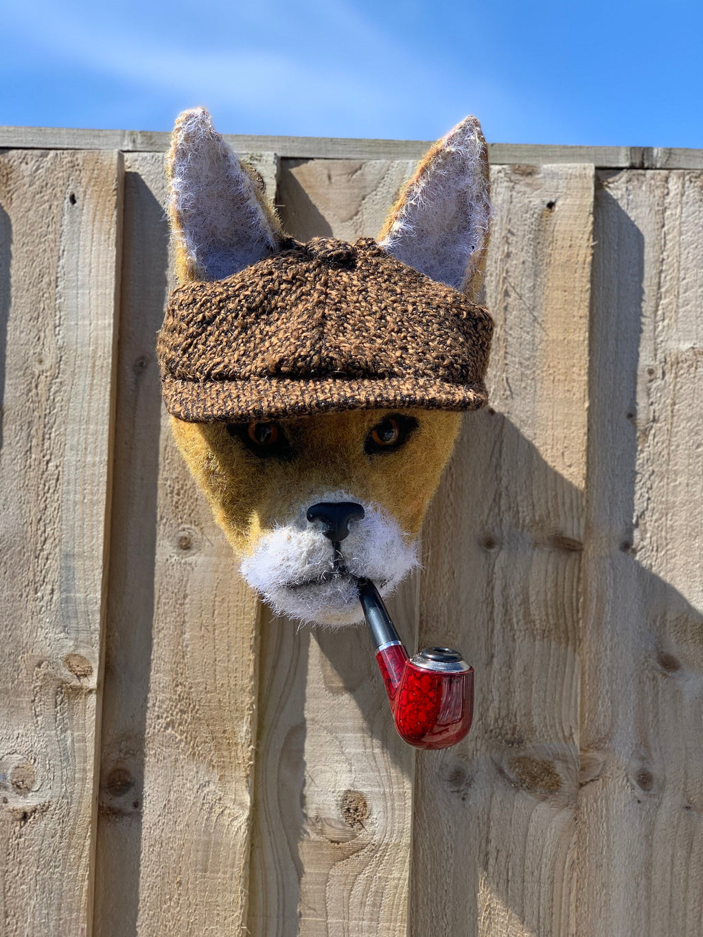 Mr Fox Cunning little chap Handmade faux taxidermy kids room man cave stuffed animal plaque with flat cap and pipe