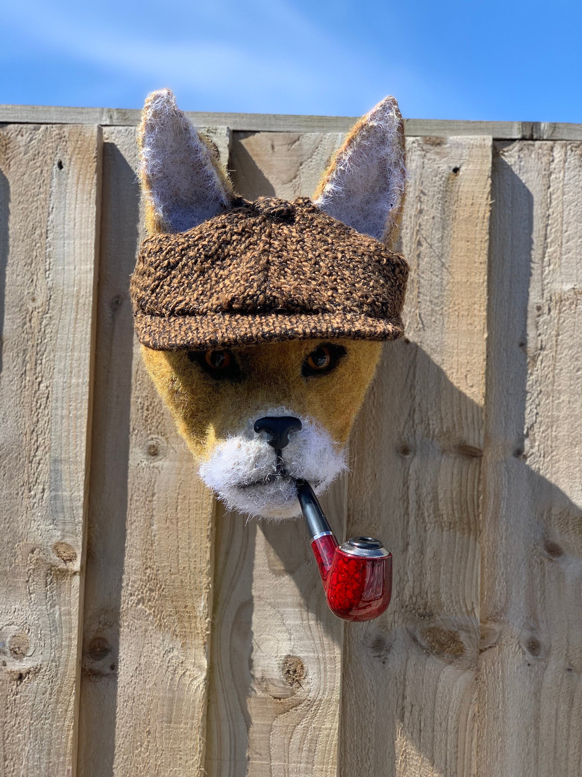 Mr Fox Cunning little chap Handmade faux taxidermy kids room man cave stuffed animal plaque with flat cap and pipe