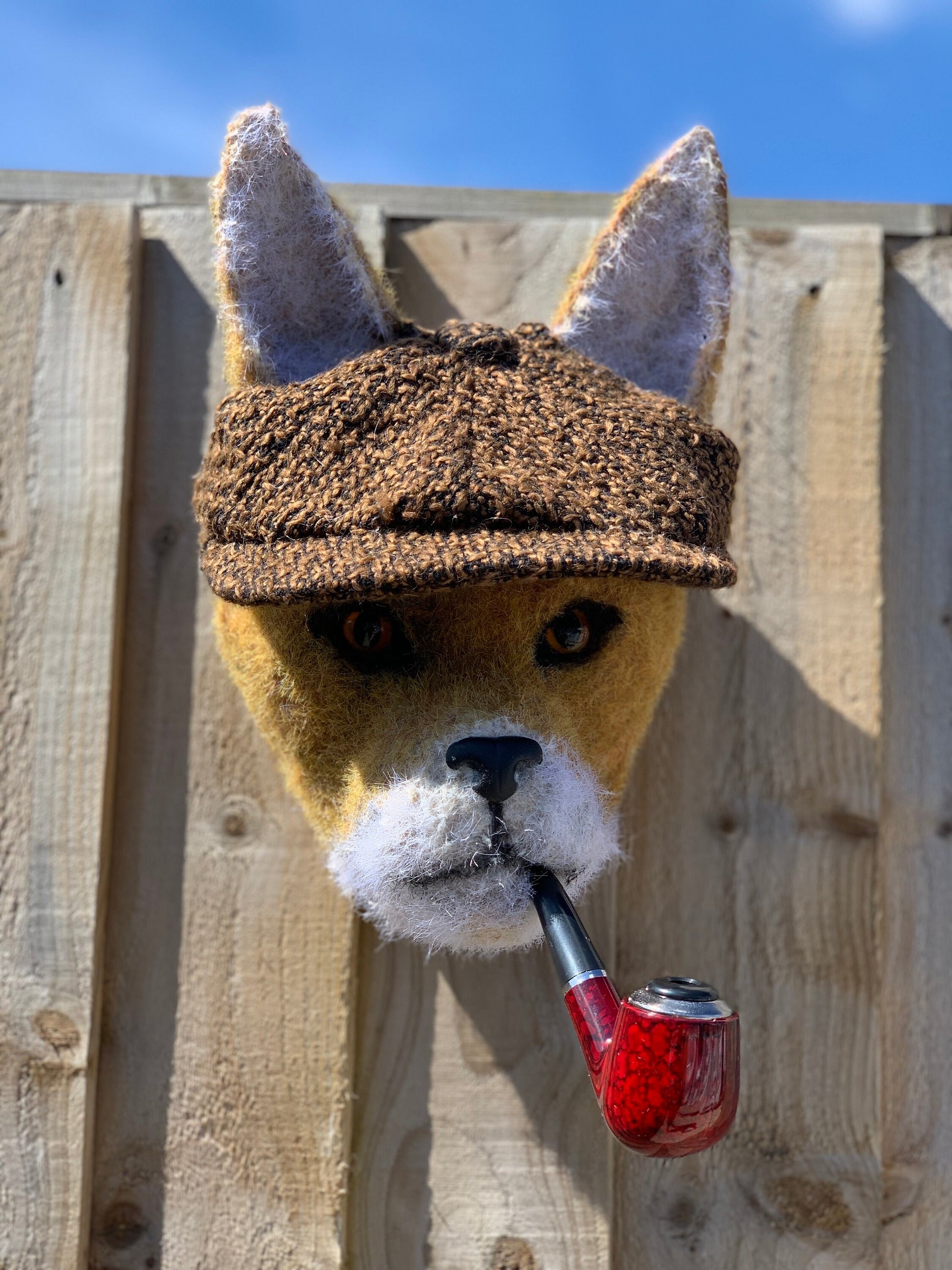 Mr Fox Cunning little chap Handmade faux taxidermy kids room man cave stuffed animal plaque with flat cap and pipe