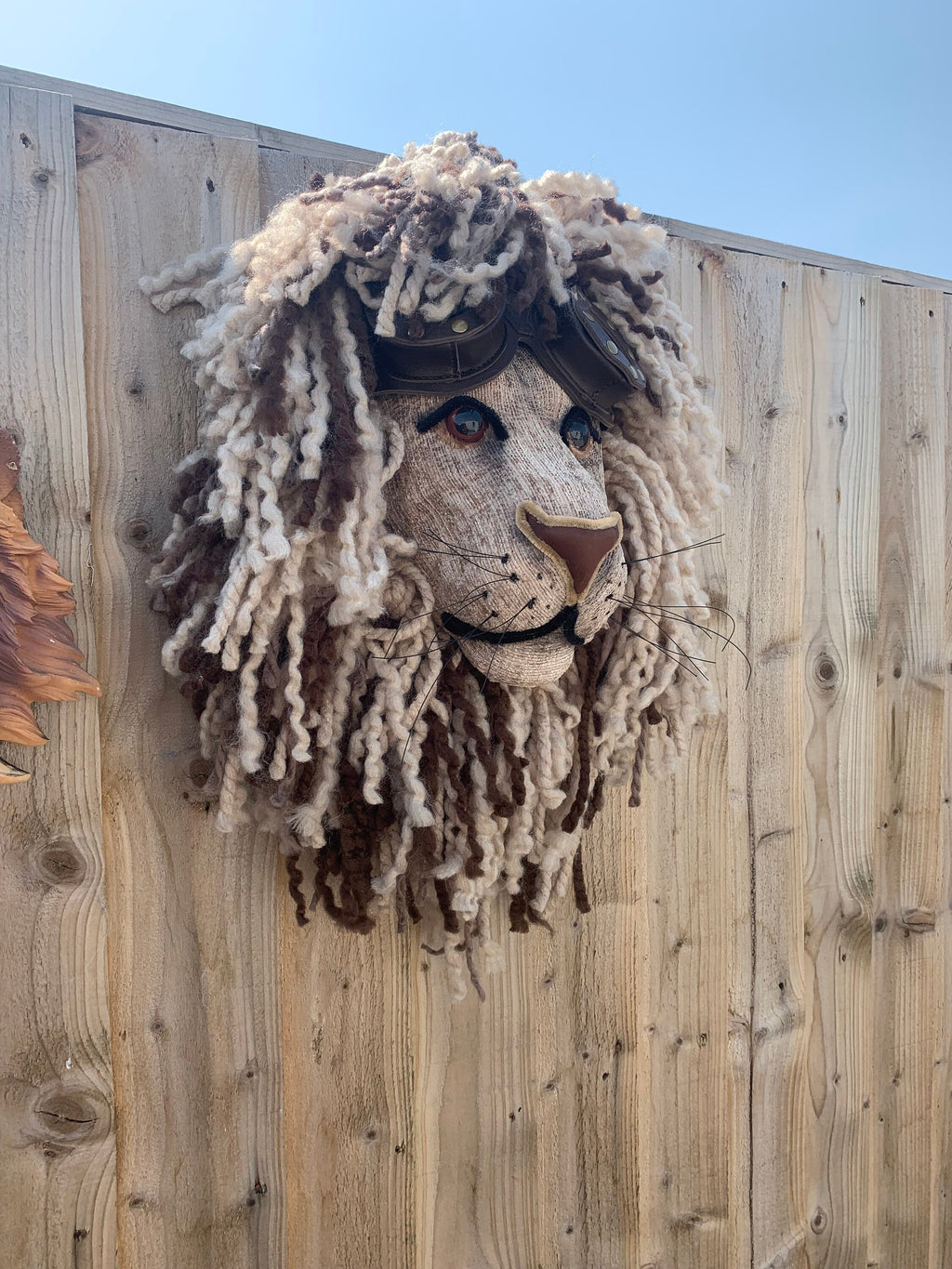 Big Woolley  Lion Head with leather  vintage goggles Great gift he’s Fabulous