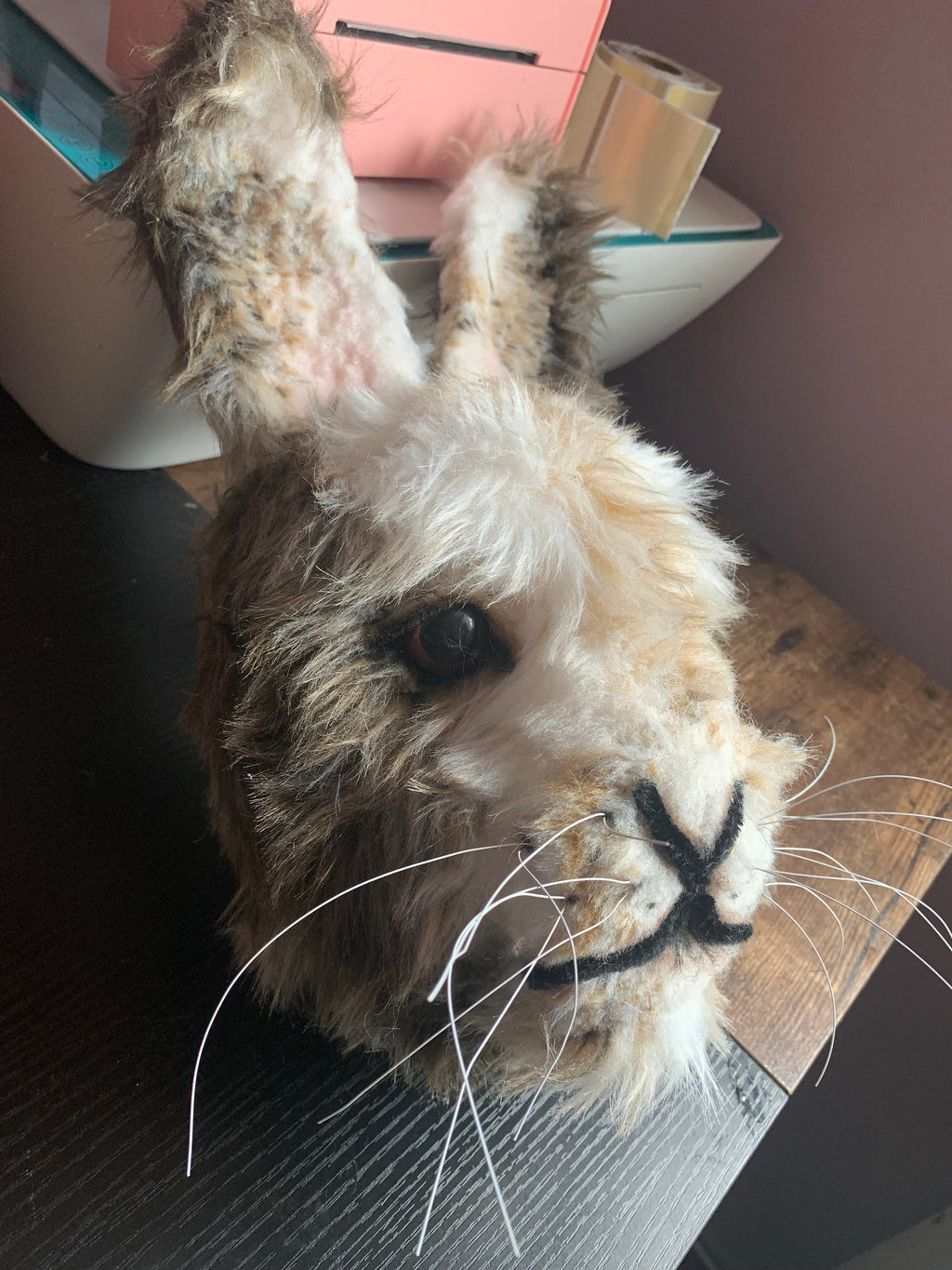 Hare Mr Arctic bunny furry face large eyes, snowy animal  GORGEOUS rabbit bespoke animal head handmade birthday