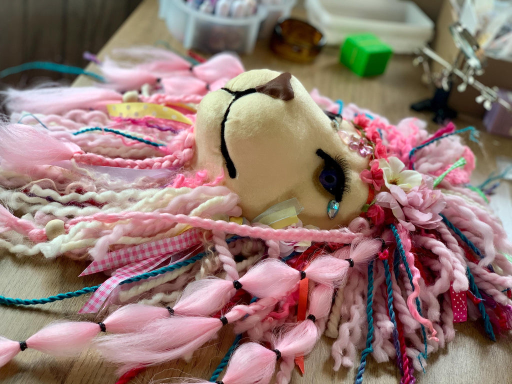 Miss Summer Vibe Festival lion head Ribbons & Lace breads plaits and sparkles   beautiful on any wall    Happy Face