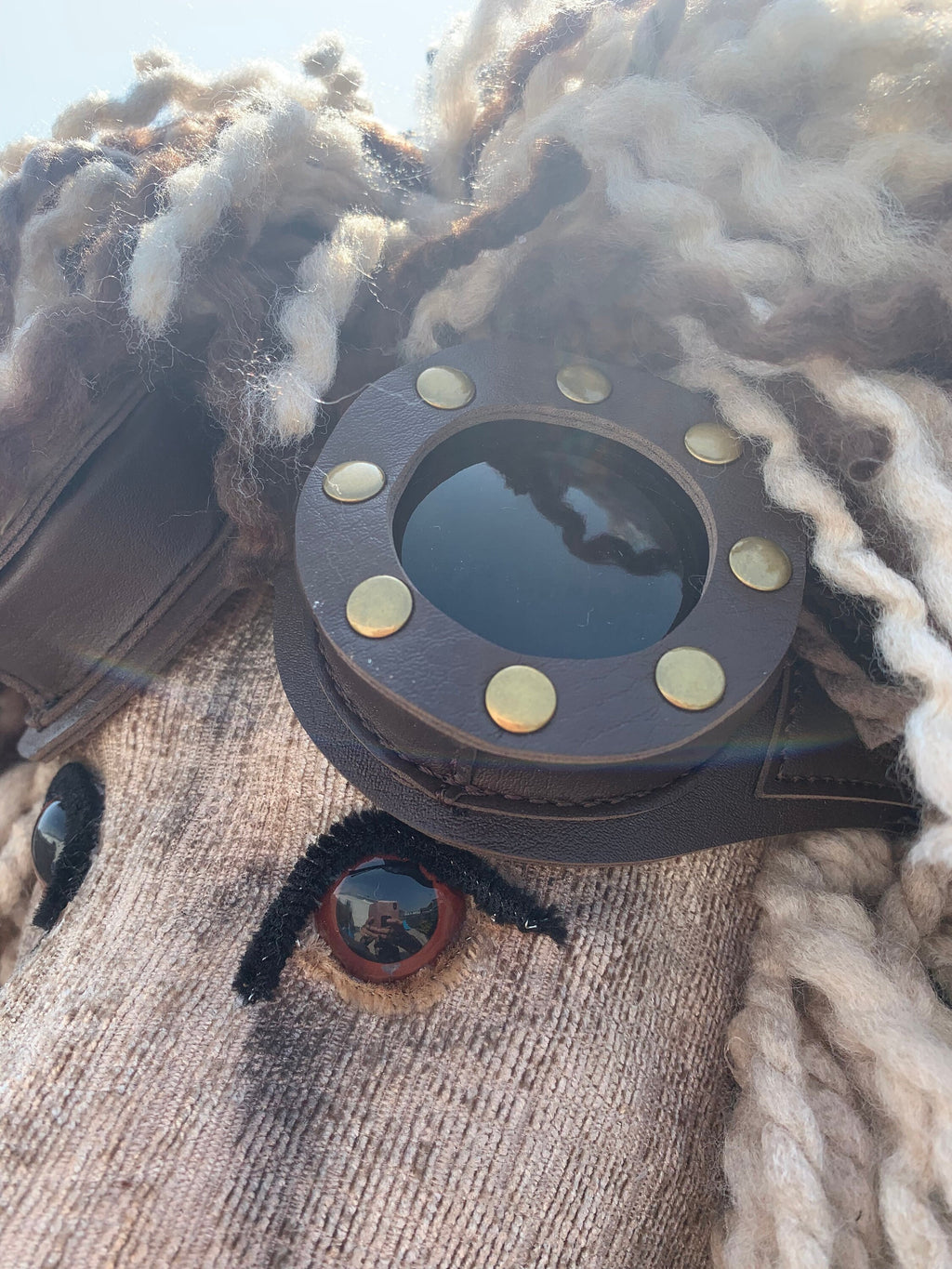 Big Woolley  Lion Head with leather  vintage goggles Great gift he’s Fabulous