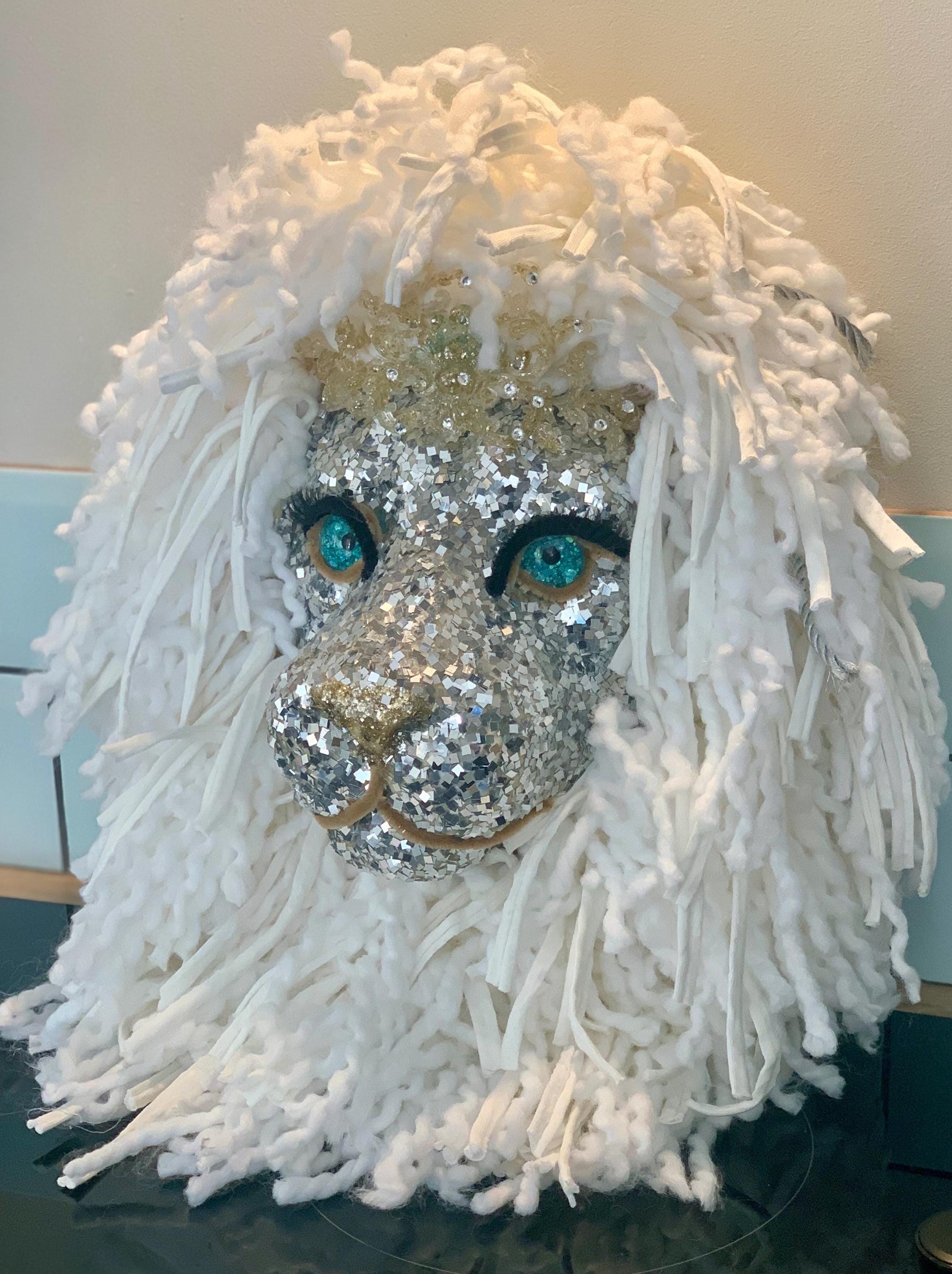 Bling Bling Amazing Handmade Lion head Design, super sparkly face Boutique bedroom lounge