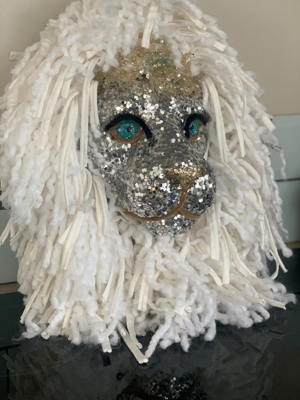 Bling Bling Amazing Handmade Lion head Design, super sparkly face Boutique bedroom lounge