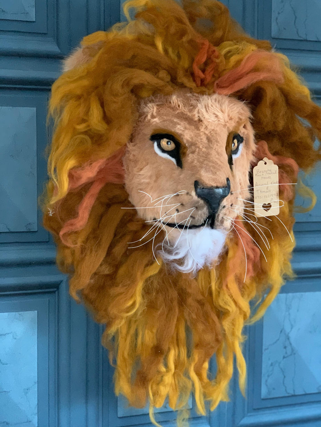 Aslam King of the jungle lion head 18” x 18 “  wall hanging faux taxidermy