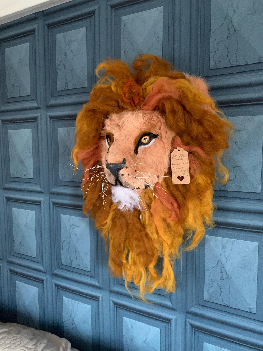 Aslam King of the jungle lion head 18” x 18 “  wall hanging faux taxidermy