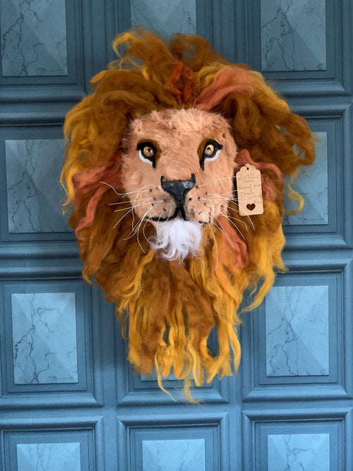 Aslam King of the jungle lion head 18” x 18 “  wall hanging faux taxidermy