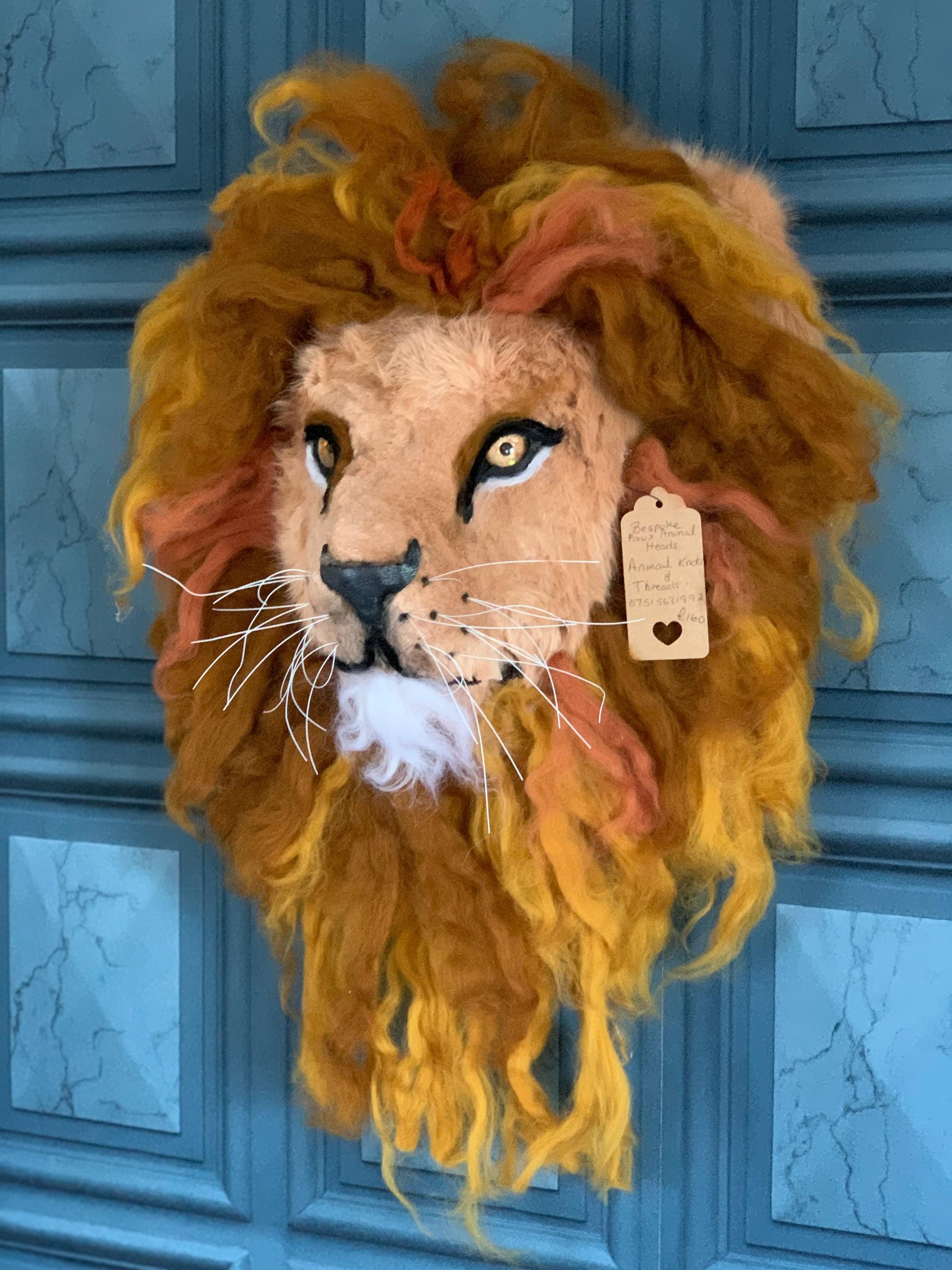 Aslam King of the jungle lion head 18” x 18 “  wall hanging faux taxidermy